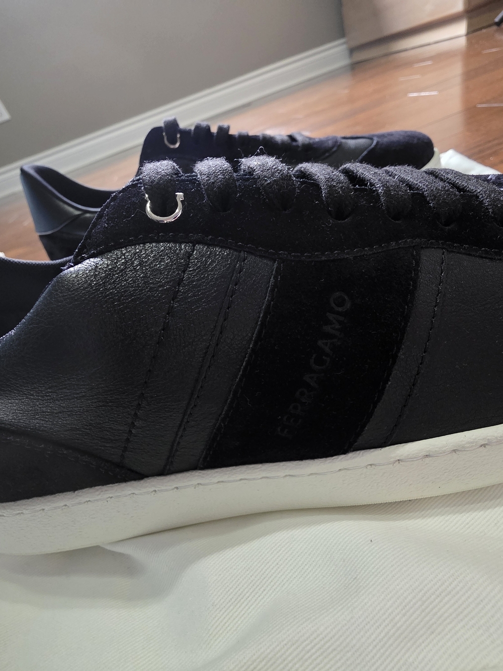 Salvatore Ferragamo Men's Black Leather & Suede Sneakers